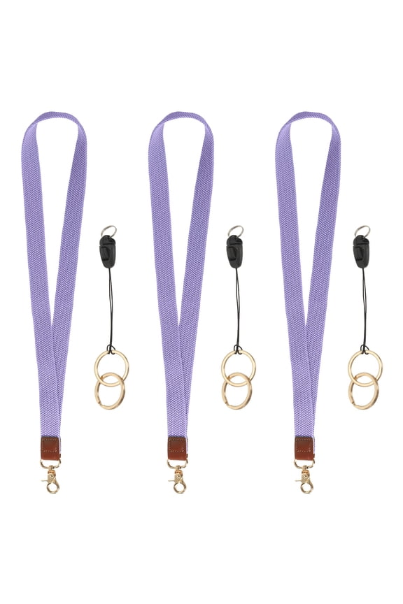 3Pcs Elastic Lanyard for Keys, Cute Keychain Neck Lanyard for Women Men Teacher Long Keychain Braid Strap for ID Badge Wallet Phone Card Business Office, Light Purple