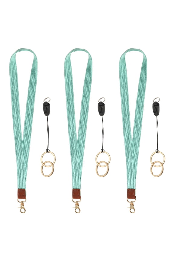3Pcs Elastic Lanyard for Keys, Cute Keychain Neck Lanyard for Women Men Teacher Long Keychain Braid Strap for ID Badge Wallet Phone Card Business Office, Pink Blue