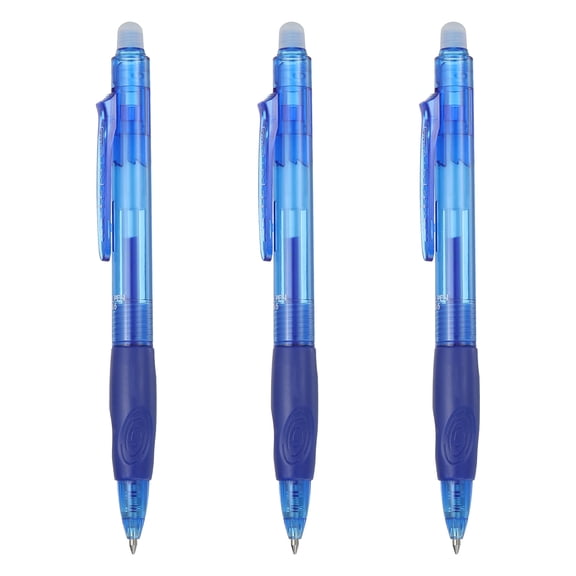 Uxcell 3Pcs Erasable Gel Pens, 0.5mm Retractable Fine Point Heat Erasable Marking Pen Smooth Writing Fabric Markers for Sewing Drawing Writing Planner, Blue Ink