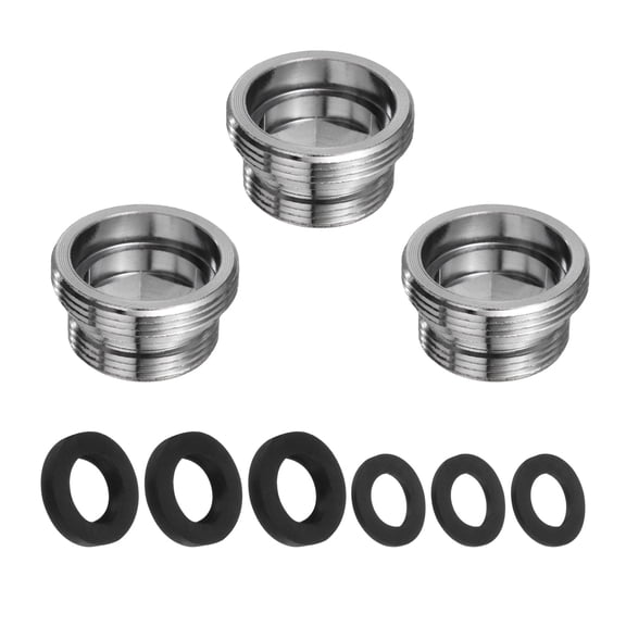 Uxcell 3Pcs Faucet Adapter Kit, Male M17.5mm to Male M21.5mm Kitchen Sink Stainless Steel Tap Aerator Adapter Set to Connect Garden Hose, Water Filter, Standard Hose Diverter