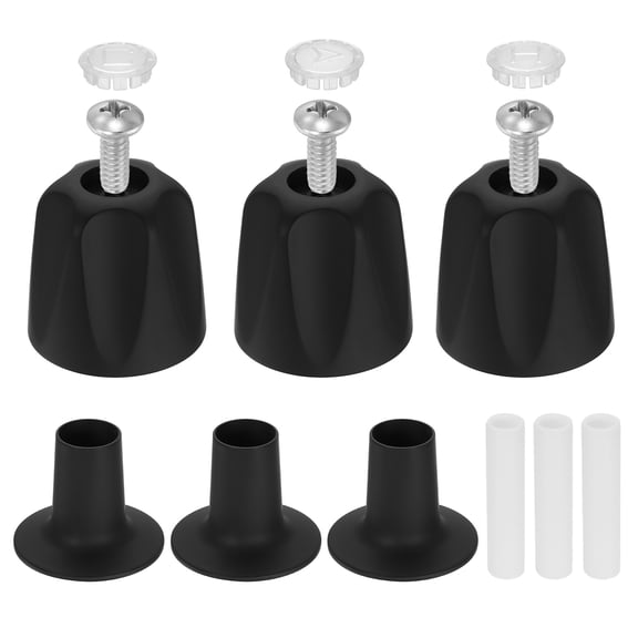 Uxcell 3Pcs Faucet Knobs Replacement, Metal Hot and Cold Bathtub Diverter Handle Kit with Flange Base for Tub/Shower Faucet Handle Trim, 12 Point Broach Shower Knob, Black