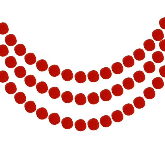 Uxcell 3Pcs Felt Ball Garland Red Pom Pom Garland Handing Balls 7.55 Feet Long 20 Balls for Christmas