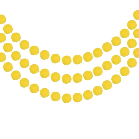 Uxcell 3Pcs Felt Ball Garland Yellow Pom Pom Garland Handing Balls 7.55 Feet Long 20 Balls for Christmas