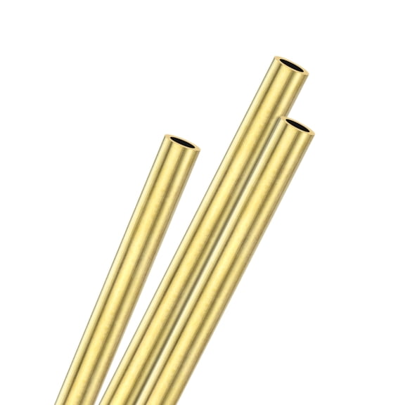 Uxcell 3Pcs H62 Brass Round Tube, 6mm OD 1mm Thick 300mm Length Straight Pipe Tubing for Construction/Machining/DIY Crafting, Metal Straight Pipe
