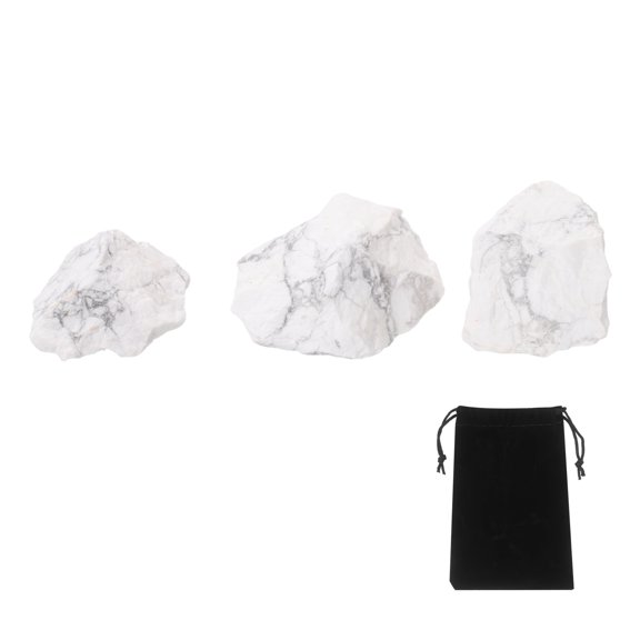 Uxcell 100g Howlite Rough Crystals, Crystal Rocks Stone Real Raw Gemstones with Velvet Bag for Vase Filler Landscape Bottom Decoration Home Collection Decor DIY Project
