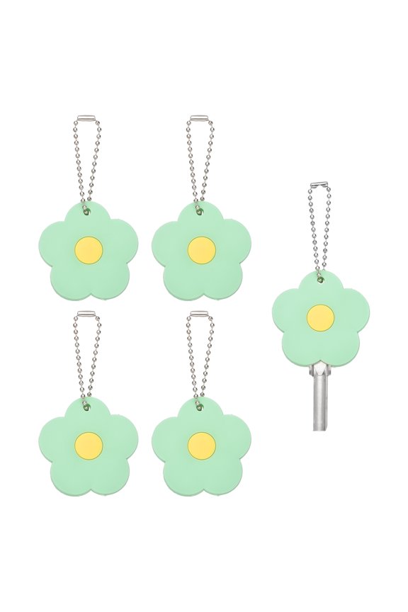 3Pcs Key Covers Caps, Flower Key Identifiers Markers Tags Covers Case Shell Head Protector Caps Toppers for 1.26" Flat for Office House Apartment Accessories, Green