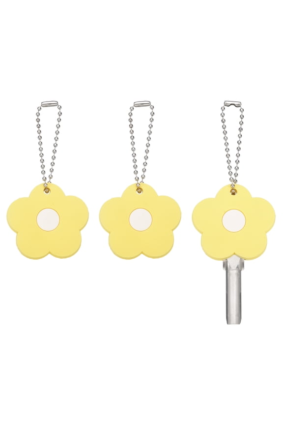 3Pcs Key Covers Caps, Flower Key Identifiers Markers Tags Covers Case Shell Head Protector Caps Toppers for 1.26" Flat for Office House Apartment Accessories, Green