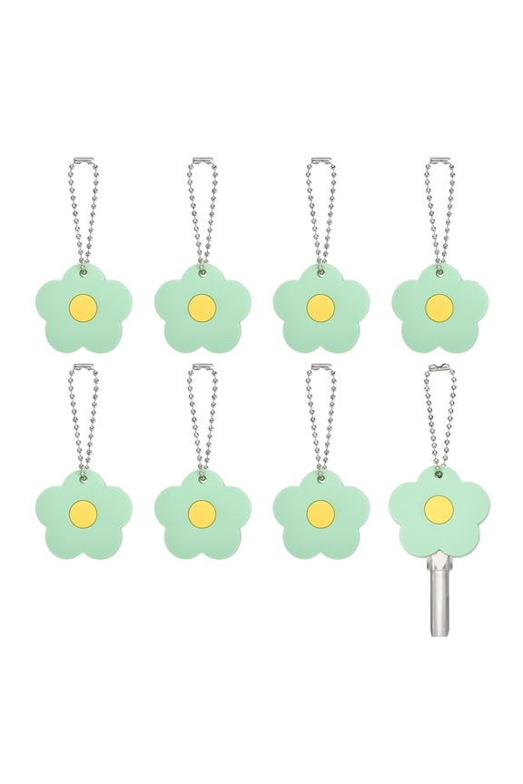 3Pcs Key Covers Caps, Flower Key Identifiers Markers Tags Covers Case Shell Head Protector Caps Toppers for 1.26" Flat for Office House Apartment Accessories, Green