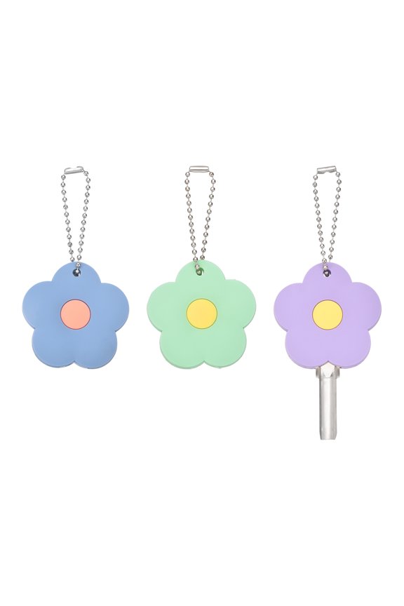 3Pcs Key Covers Caps, Flower Key Identifiers Markers Tags Covers Case Shell Head Protector Caps Toppers for 1.26" Flat for Office House Apartment Accessories, Green