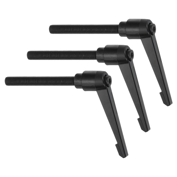 Uxcell 3Pcs M10 x 80mm Adjustable Knobs Handle Male Thread Push Button Ratchet Quick Release Locking Rotating Bolt for Lathe Machinery, Black