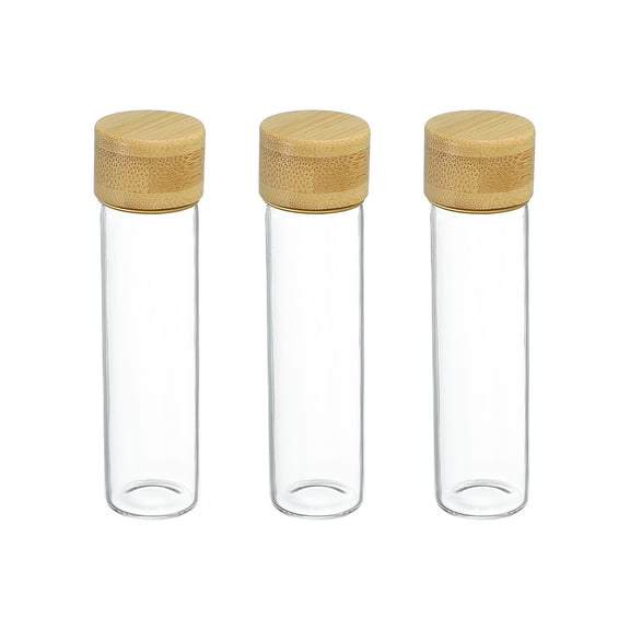 Uxcell 3Pcs Mini Glass Bottles with Lids, 20ml Small Clear Bottles Glass Empty Jars Vials for DIY Crafts Party Wedding Decor Favors