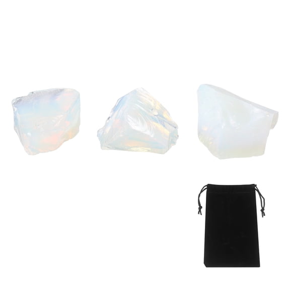 Uxcell 100g Opal Rough Crystals, Crystal Rocks Stone Real Raw Gemstones with Velvet Bag for Vase Filler Landscape Bottom Decoration Home Collection Decor DIY Project