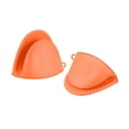 thumbnail image 1 of Uxcell 3Pcs Orange Mini Oven Mitts Heat Resistant Pot Holder Pinch Grips, 1 of 6