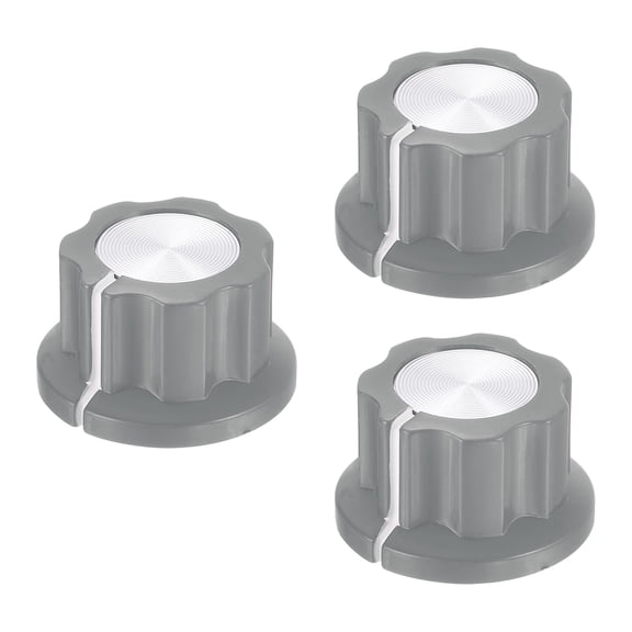 Uxcell 3Pcs Potentiometer Knob Fit 1/4" Shaft Pots, Set Screw Brass Insert, Dark Gray Volume Controller Rotary Knobs
