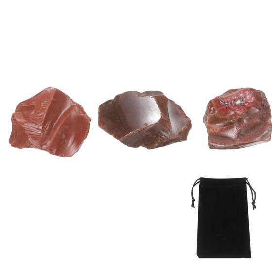 Uxcell 100g Red Sandstone Rough Crystals, Crystal Rocks Stone Real Raw Gemstones with Velvet Bag for Vase Filler Landscape Bottom Decoration Home Collection Decor DIY Project