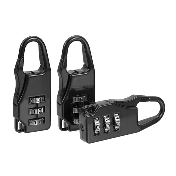 Uxcell 3Pcs Resettable 3 Digit Combination Lock, (55 x 21mm, Black), Customizable Code Combination Padlock Sports Locker Lock for Gym Backpack Fence Backyard Gate