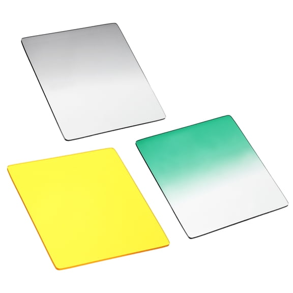 Uxcell 3Pcs Reverse GND Filter (84 x 95 mm) - Square High Transmittance Graduated Neutral Density Lens Filter for Long Exposure and Landscape Photography, Yellow/Green/Gray