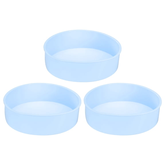 Uxcell 3Pcs Round Cake Pans 7.8" Nonstick Quick Release Silicone Cake Mould for Cupcakes Bread, Blue