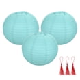 thumbnail image 1 of Uxcell 3Pcs Round Paper Lanterns Paper Lantern Party Decorations Light Blue 16 inch, 1 of 7