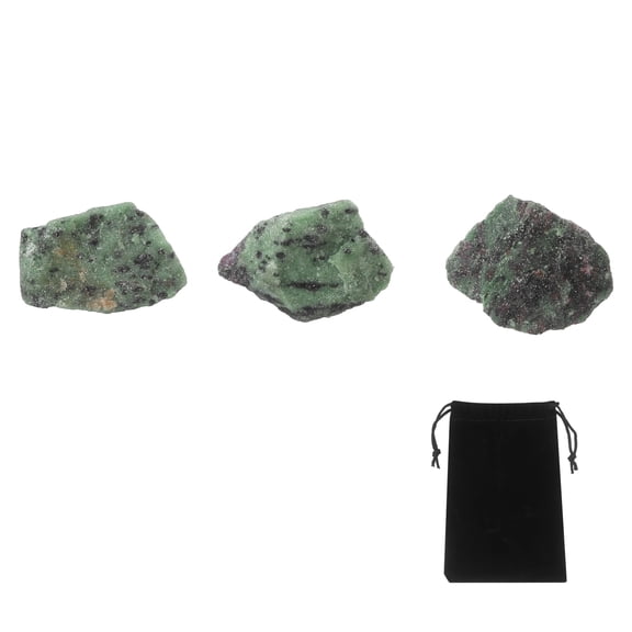 Uxcell 100g Ruby Zoisite Rough Crystals, Crystal Rocks Stone Real Raw Gemstones with Velvet Bag for Vase Filler Landscape Bottom Decoration Home Collection Decor DIY Project