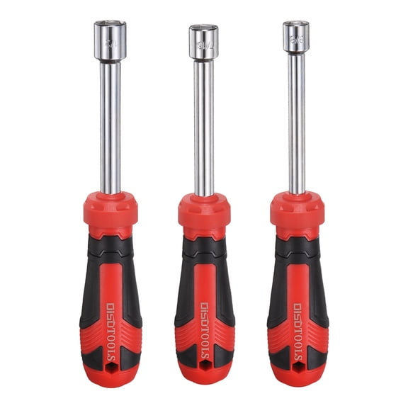 Uxcell 3Pcs SAE Nut Driver 3/8"-1/2" Bit Driver Socket Screwdriver Non-slip Handle