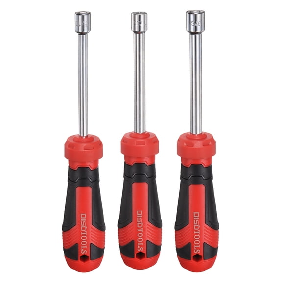 Uxcell 3Pcs SAE Nut Driver 5/16"-3/8" Bit Driver Socket Screwdriver Non-slip Handle