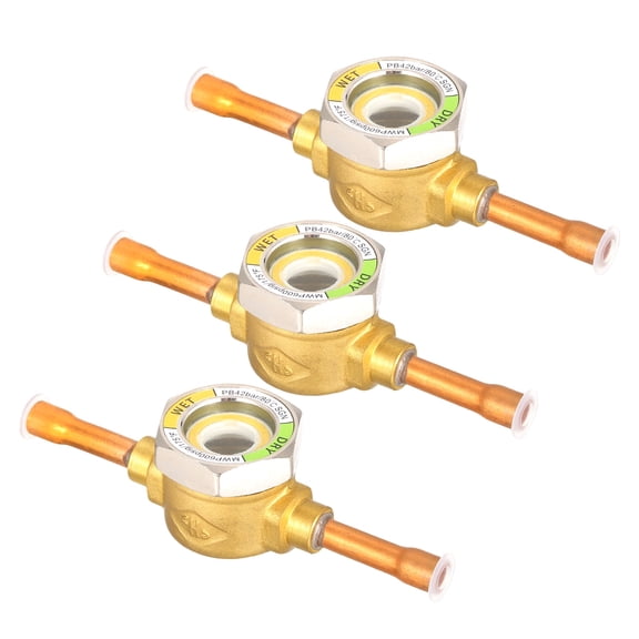 Uxcell 3Pcs Sight Glass 1/4 Inch Universal Liquid Moisture Indicator Soldering AC Fitting for Air Conditioning Refrigeration HVAC System