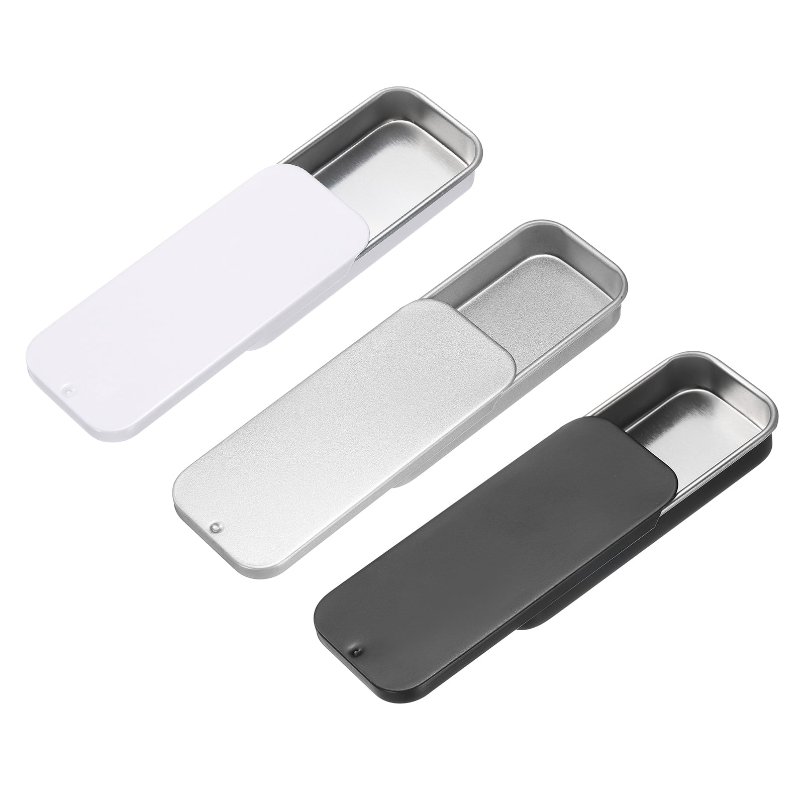 Uxcell 3Pcs Slide Top Tin Containers, 3