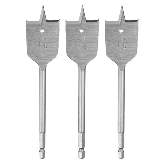 Uxcell 3Pcs Spade Drill Bit 1-1/4" Paddle Flat Bits for Woodworking Fiberglass Silver Tone