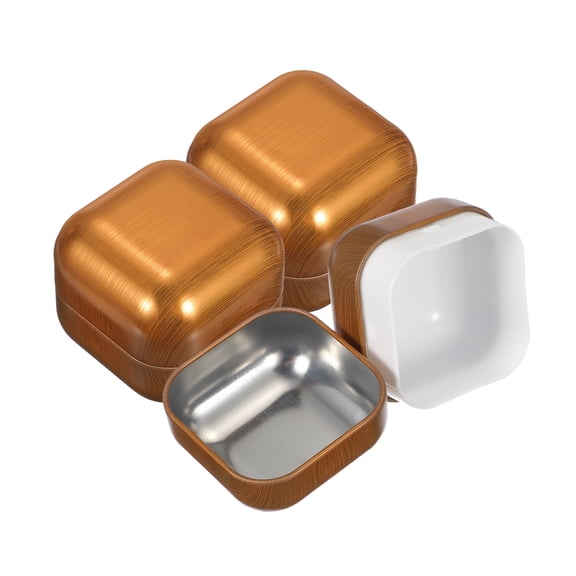 Uxcell 3Pcs Square Tinplate Can, 2.2" Metal Empty Storage Container Loose Leaf Tea Storage Containers with Airtight Lids for Treats Gifts Favors Loose Tea Coffee Crafts, Gold