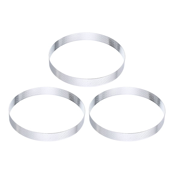 Uxcell 3Pcs Stainless Steel Cake Rings 5.9" Round Perforated Metal Circle Baking Dessert Mousse Cake Ring Non Stick
