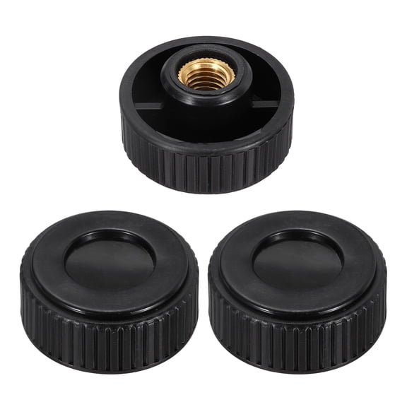 Uxcell 3Pcs Straight Knurled Knobs Knobs M10 Female Thread 38mm Head Plastic Non-Through Hole Brass Screw-in Clamping Handles Threaded Glossy Handle Hand Tightening Knob Thumb Screws