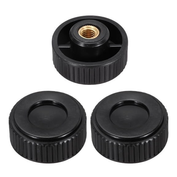 Uxcell 3Pcs Straight Knurled Knobs Knobs M6 Female Thread 38mm Head Plastic Non-Through Hole Brass Screw-in Clamping Handles Threaded Glossy Handle Hand Tightening Knob Thumb Screws
