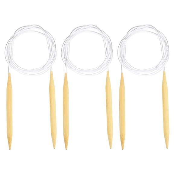 Uxcell 3Pcs US Size 15 (10mm) Circular Knitting Needles, 60Inch / 152cm Round Wooden Needle for Handmade Projects DIY Knitting Blankets Socks Hats Sweaters