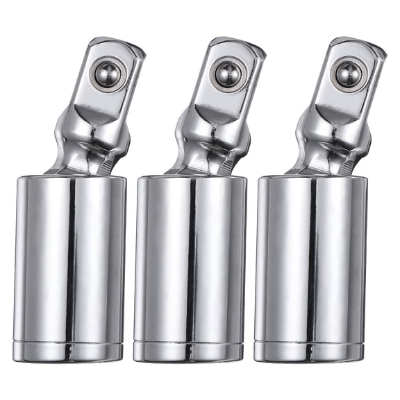 Uxcell 3Pcs Universal Joint Socket Adapter 1/2 Inch Drive CR-V Steel Impact Swivel Socket Adapter Universal Joint for Wrench Driver Tool, Silver