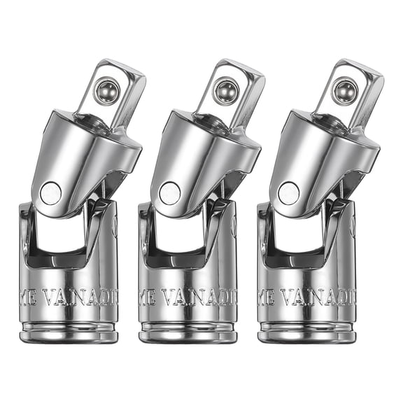Uxcell 3Pcs Universal Joint Socket Adapter 1/4 Inch 40CR Steel Impact Swivel Socket Adapter Universal Joint for Wrench Driver Tool, Silver