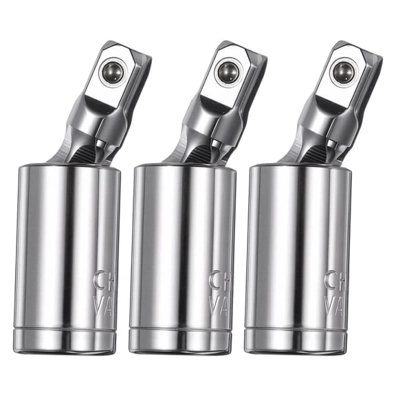 Uxcell 3Pcs Universal Joint Socket Adapter 1/4 Inch Drive CR-V Steel Impact Swivel Socket Adapter Universal Joint for Wrench Driver Tool, Silver