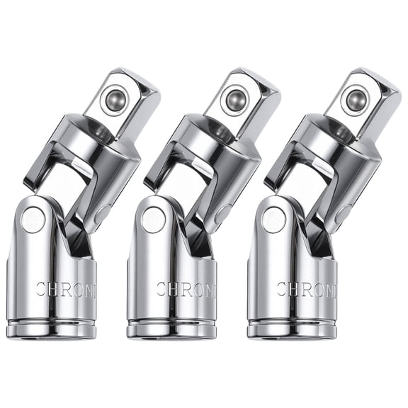 Uxcell 3Pcs Universal Joint Socket Adapter 3/8 Inch 40CR Steel Impact Swivel Socket Adapter Universal Joint for Wrench Driver Tool, Silver