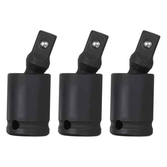 Uxcell 3Pcs Universal Joint Socket Adapter 3/8 Inch CR-MO Steel Impact Swivel Socket Adapter Universal Joint for Wrench Driver Tool, Black