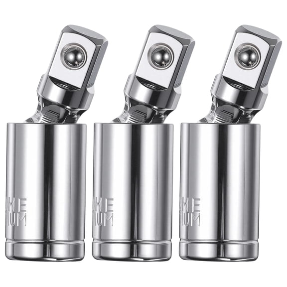 Uxcell 3Pcs Universal Joint Socket Adapter 3/8 Inch Drive CR-V Steel Impact Swivel Socket Adapter Universal Joint for Wrench Driver Tool, Silver
