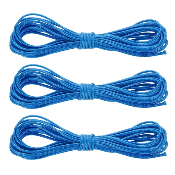 3Pack Waxed Polyester Cord, 5.5 Yard 2mm Wax Bead Thread String, Dark Lake Blue