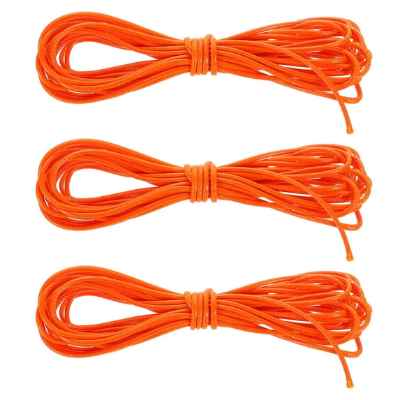 3Pack Waxed Polyester Cord, 5.5 Yard 2mm Wax Bead Thread String, Orange Red
