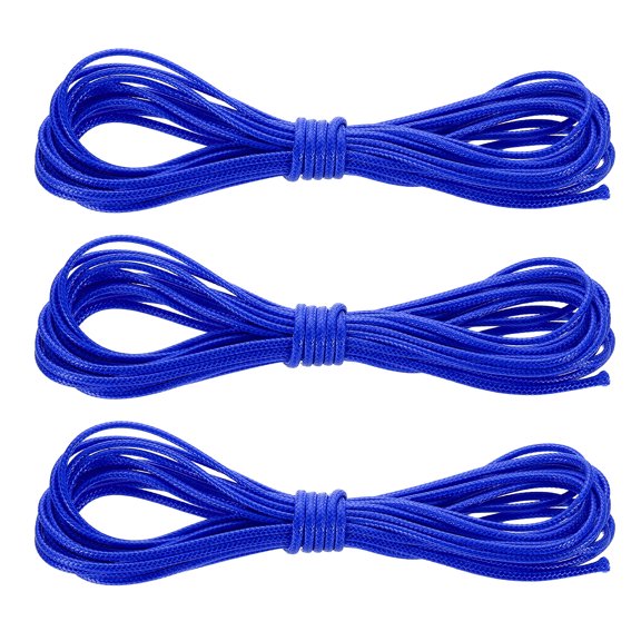 3Pack Waxed Polyester Cord, 5.5 Yard 2mm Wax Bead Thread String, Medium Blue
