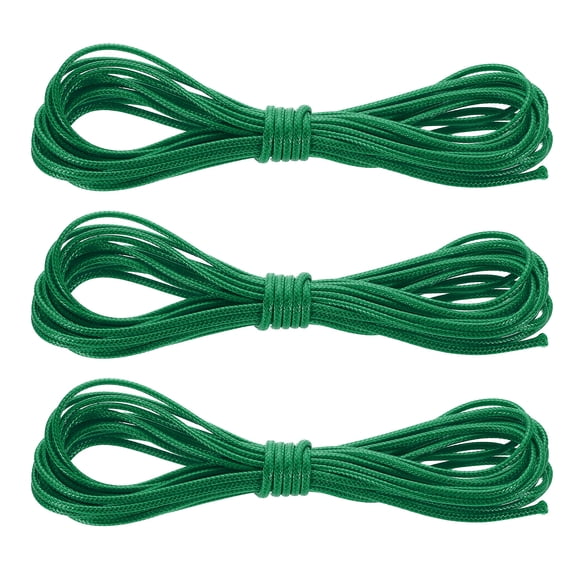 3Pack Waxed Polyester Cord, 5.5 Yard 2mm Wax Bead Thread String, Grass Green