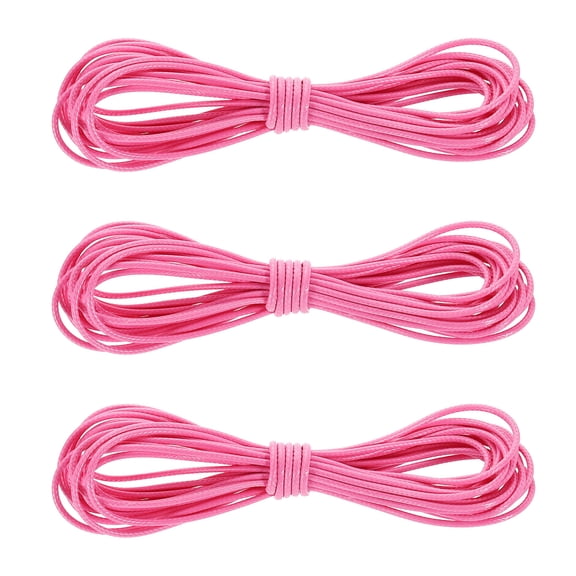 3Pack Waxed Polyester Cord, 5.5 Yard 2mm Wax Bead Thread String, Pink