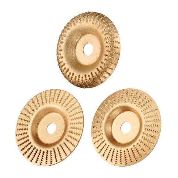 Uxcell 3Pcs Wood Carving Disk Set Shaping Carving Sanding Cutting Wheel Disc with 5/8" Arbor Gold Tone