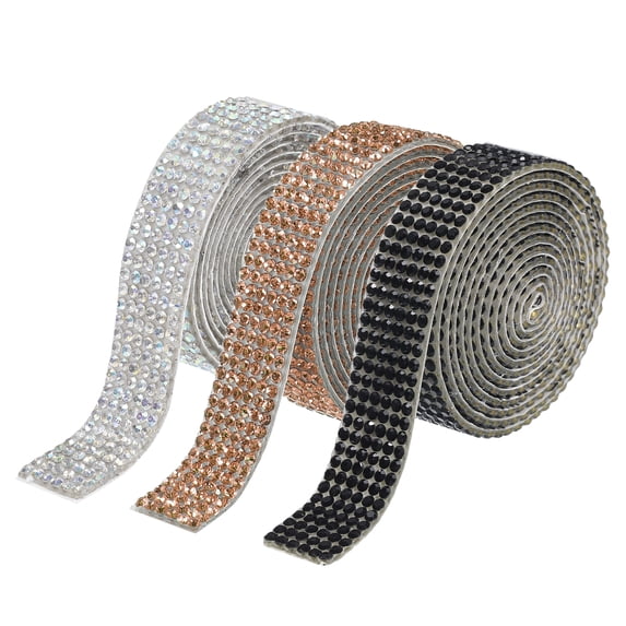 Wide Rhinestone Ribbon Uxcell 3Roll 1 Yard 8mm Self Adhesive Crystal Rhinestone Ribbon for ...