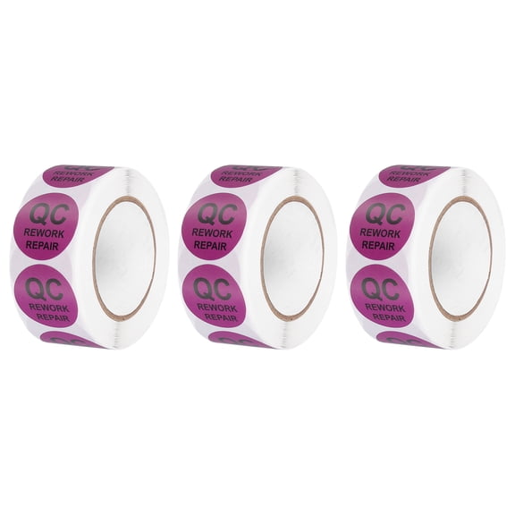 Uxcell 3Roll 1500Pcs QC Rework Repair Labels, 1 Inch Inventory Quality Control Stickers