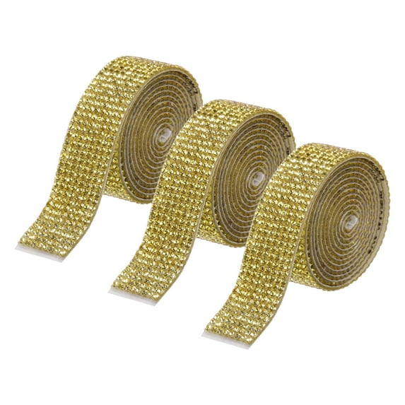 Uxcell 3Roll 3 Yards 18mm Self Adhesive Diamond Ribbon for Arts & Crafts,Light Yellow