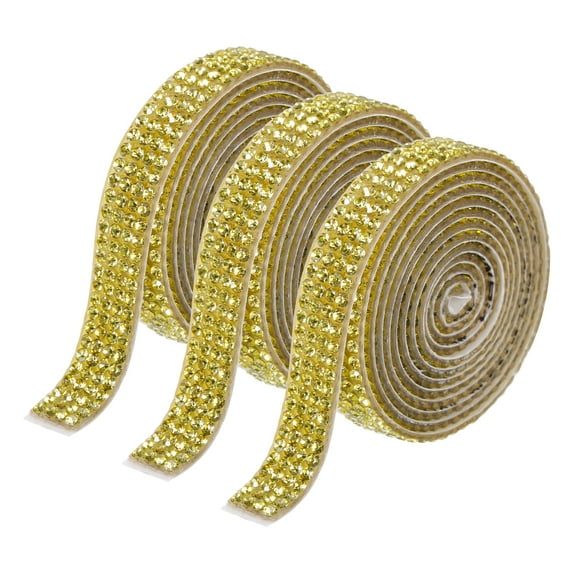 Uxcell 3Roll 3 Yards 8mm Self Adhesive Diamond Ribbon for Arts & Crafts,Light Yellow